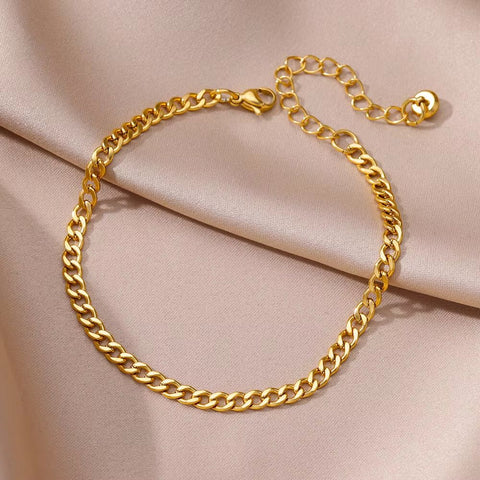 Gold Cuban Curb Bracelet/Anklet width 3.5mm