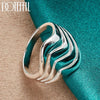 925 Sterling Silver Four Lines Smooth Ring