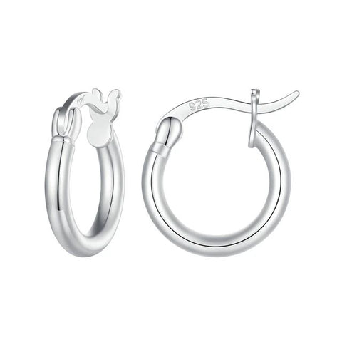 .925 Silver Latch Hoop Earrings