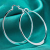 925 Sterling Silver Latch 55mm Hoop Earrings