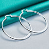 925 Sterling Silver Latch 55mm Hoop Earrings