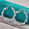 925 Silver Twisted Rope Loop 38mm Circle Hoop Earring