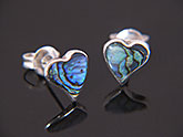 Paua Heart Stud Earrings 925 Sterling Silver