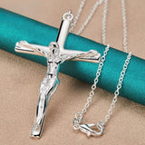 925 Pendant Necklace Silver Jesus Cross Lengths 16-30 Inch