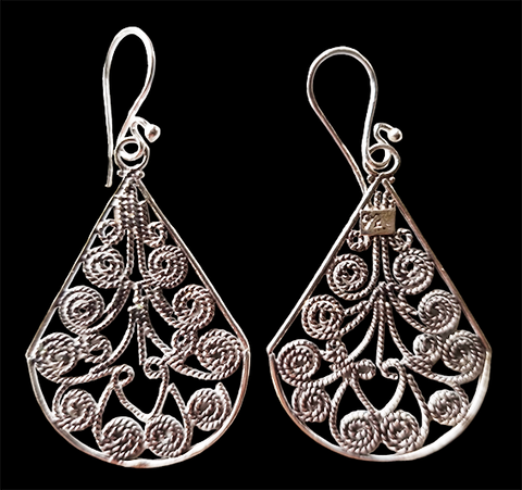 Teardrop Filigree 925 Sterling SIlver Earrings