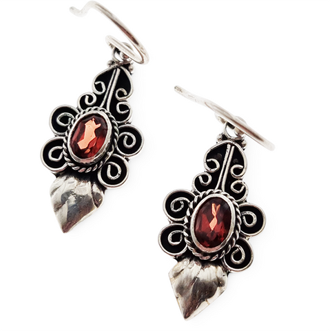 Garnet 925 Silver Earrings