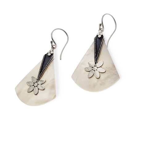 Mother of Pearl and 925 Sterling Silver Earrings